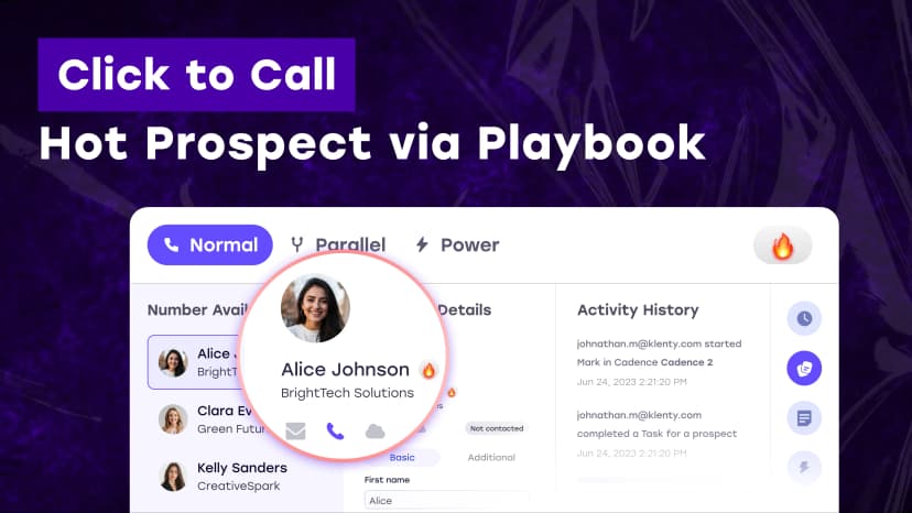 Dial High-Intent Leads Instantly with Klenty's Click to Call Dialer