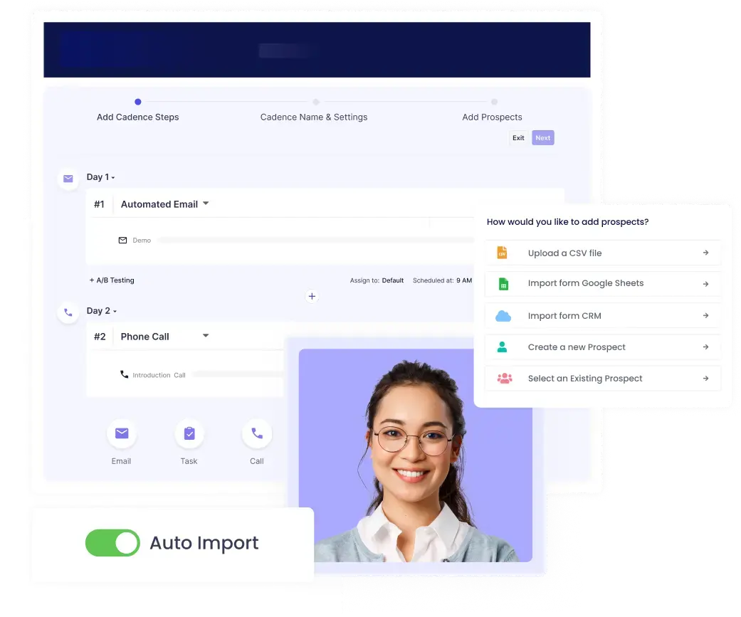 view of the auto import files using sales engagement automation