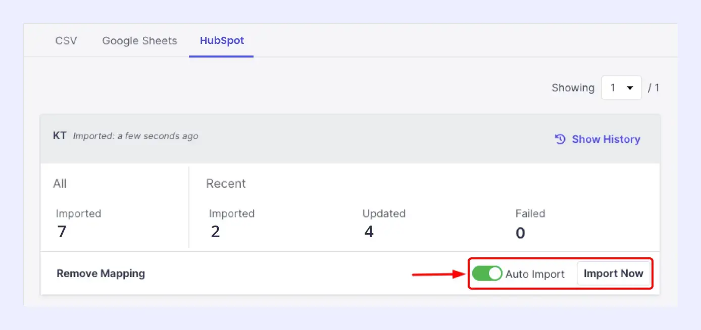 Hourly imports from HubSpot to Klenty