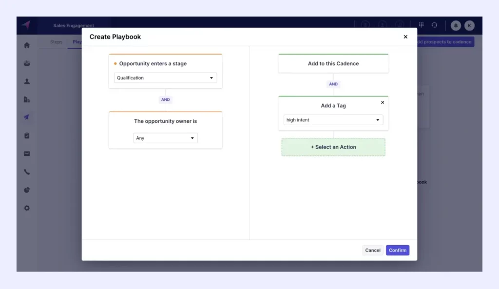 Cadence Playbook to trigger a specific cadence by klenty