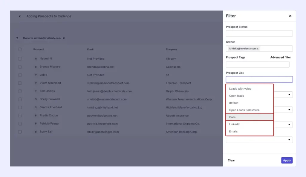 list you want to import into your cadence