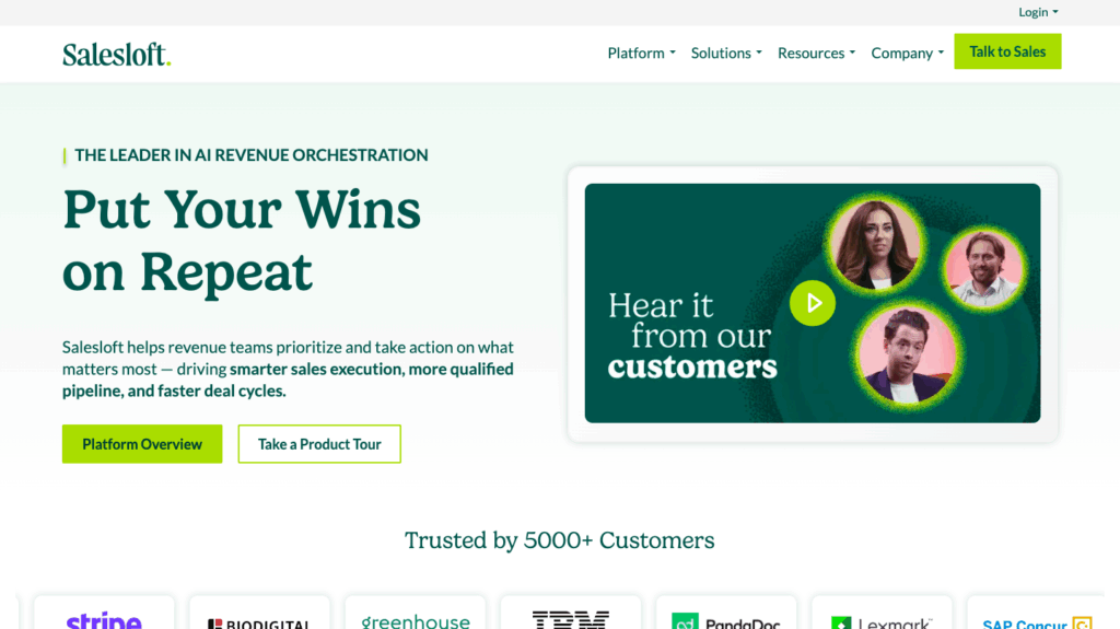 Salesloft landing page