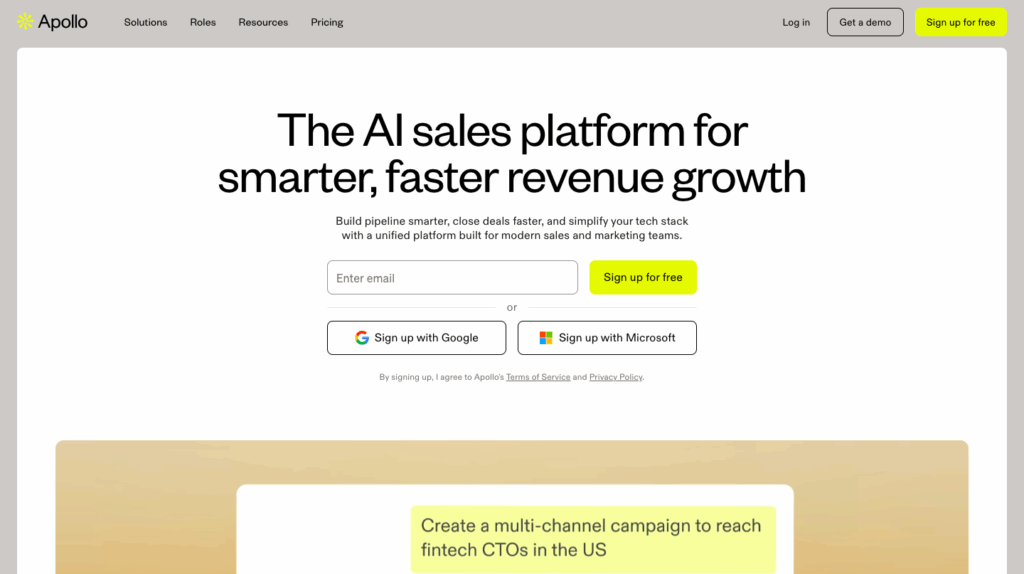 apollo.io landing page