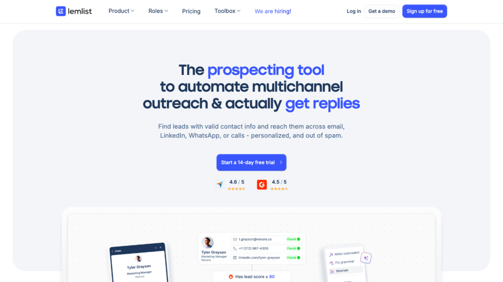 lemlist landing page