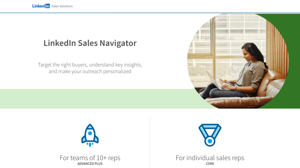 Linkedin sales navigator landing page