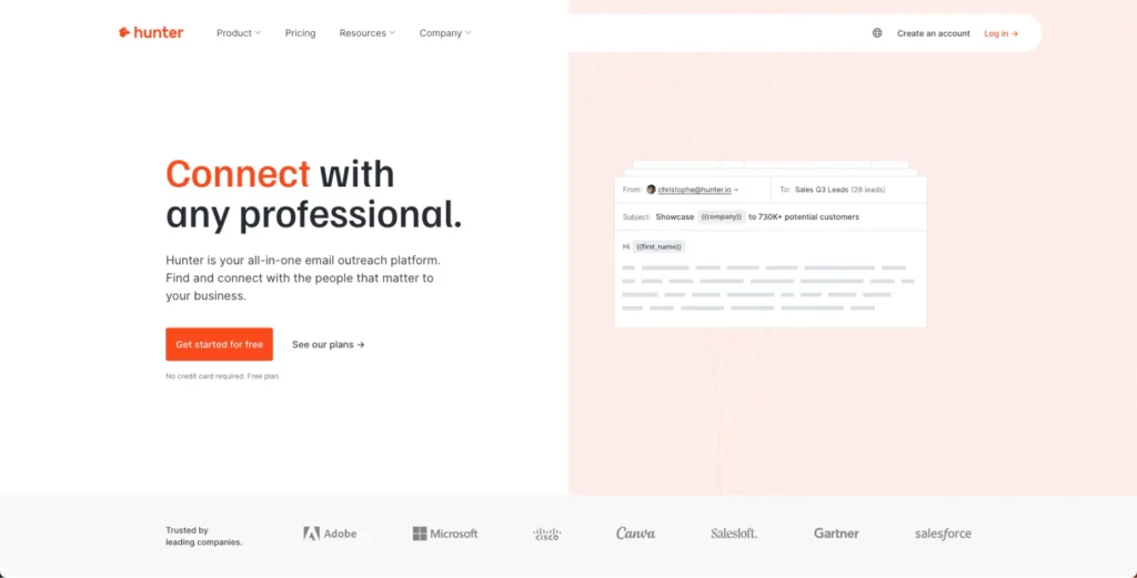 Hunter- Email outreach platform 