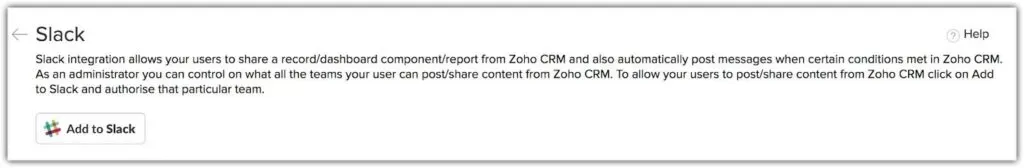 image install slack from zoho marketplace and integrate it with your zoho crm