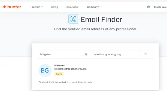Email finder window