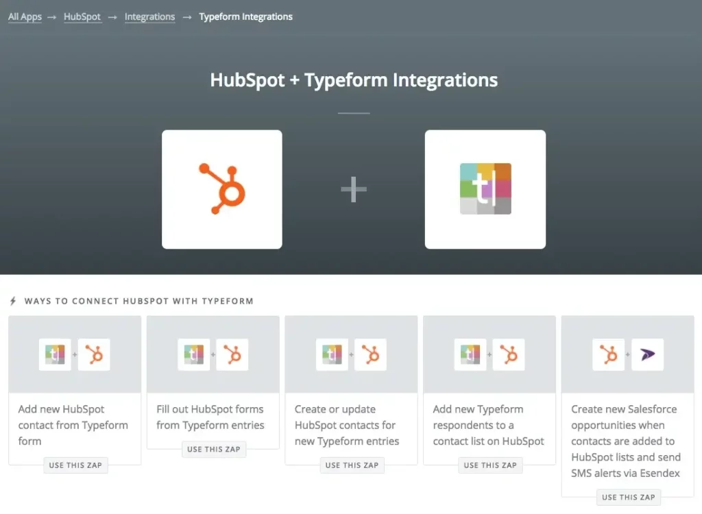 Typeform HubSpot Marketplace