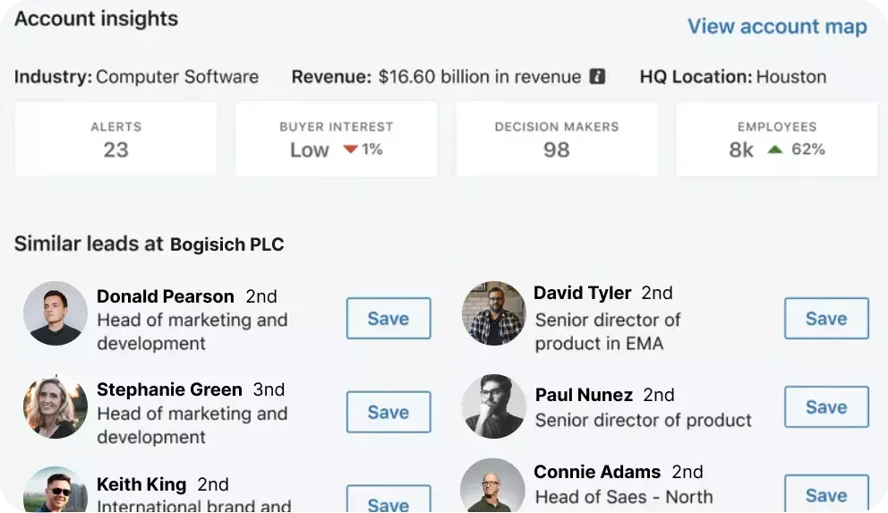 account insights helps you view similar leads in the sales navigator
