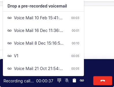 feature of dropping a pre-recorded voicemails