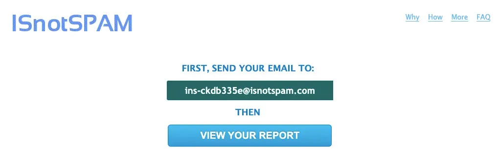 Screenshot of Email Subject Line Tester Tools - IsnotSPAM
