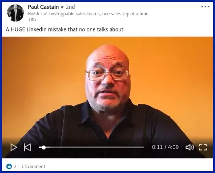 Screenshot of Paul Castain's post