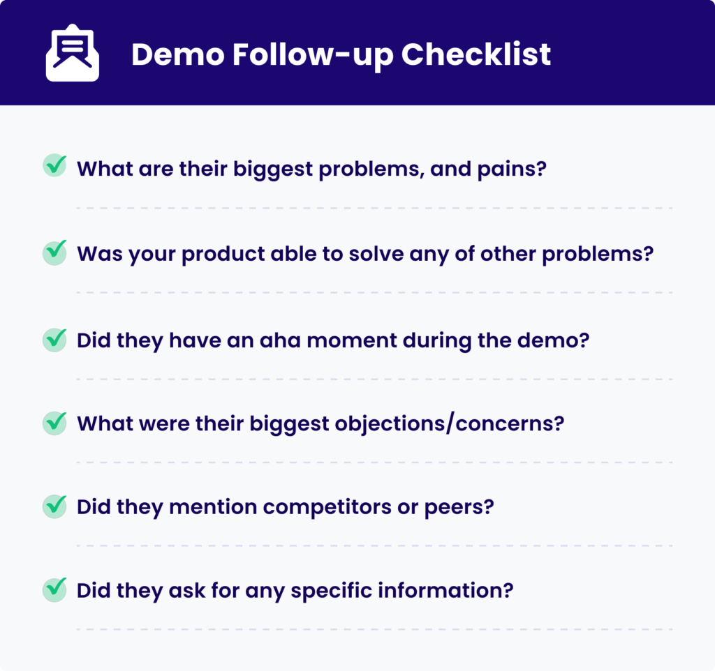 demo follow up email checklist