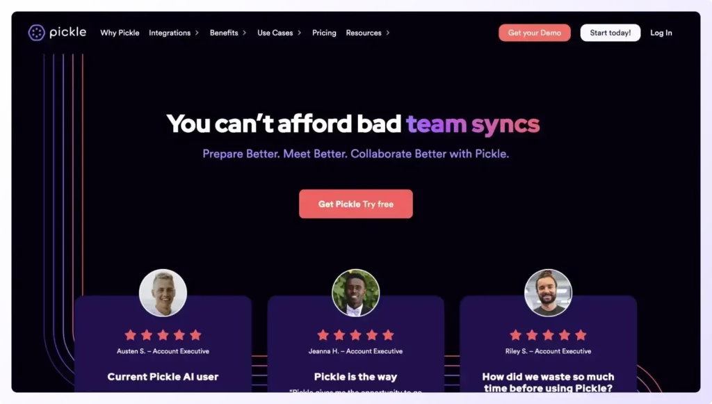 Pickle.ai sales call recording software home page