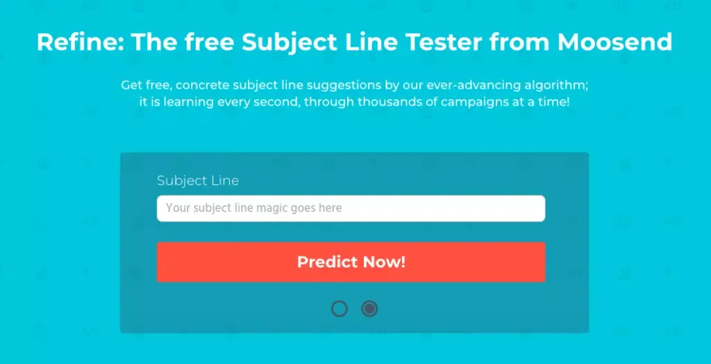 screenshot of landing page of Refine, the free subject line tester