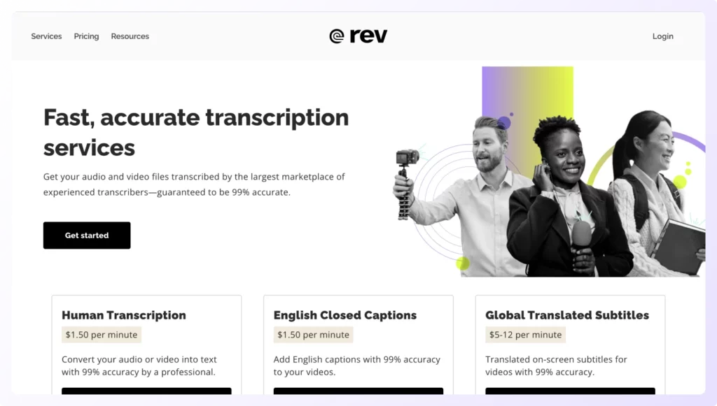 Rev call recording transcription software converts spoken language into text