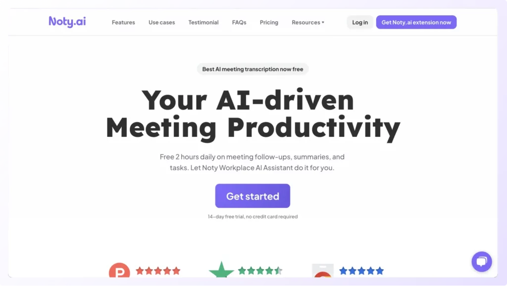 Noty.ai call recording transcription software