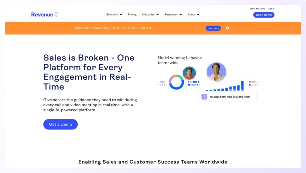 Sales call analysing tool Revenue.io helps to see entire sales process
