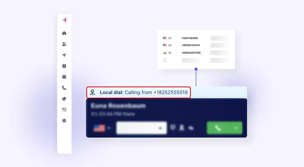 Klenty feature Local dialing Dial by area code, connect instantly.