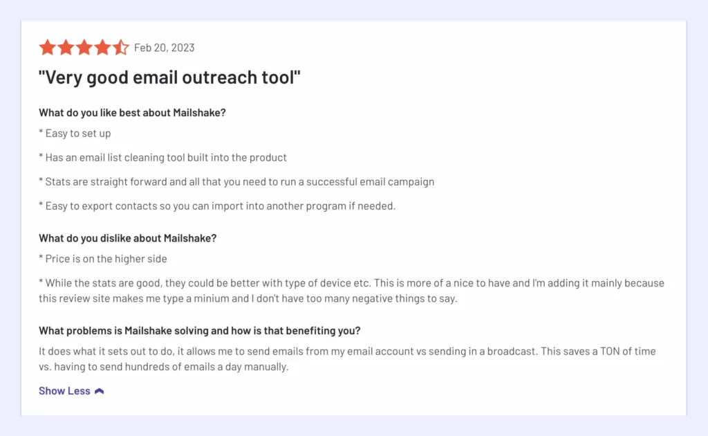 Review About Mailshake's Email Outreach