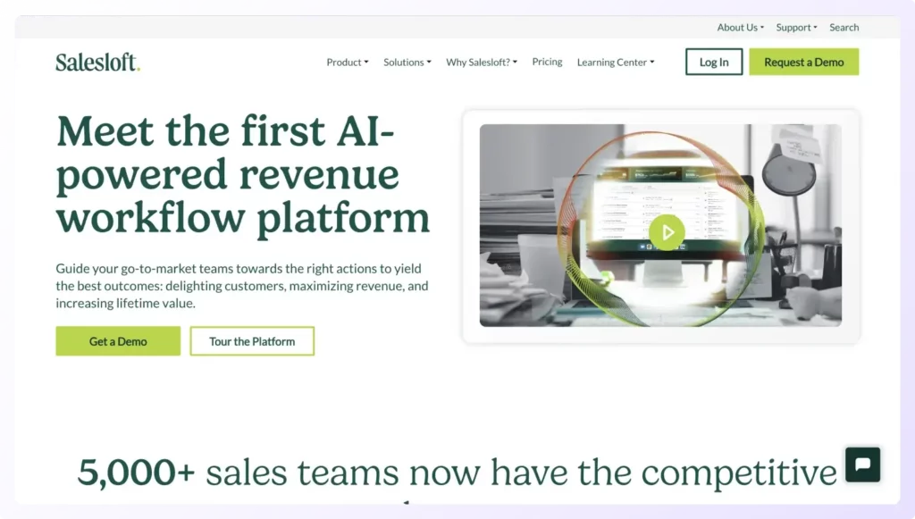 Landing Page of Salesloft