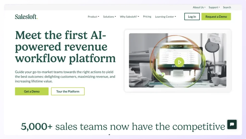 Landing Page of Salesloft best Outreach.io Alternative