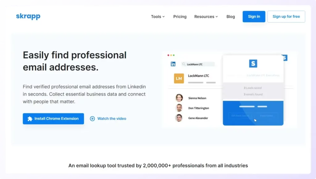 Skrapp LinkedIn prospecting tool
 