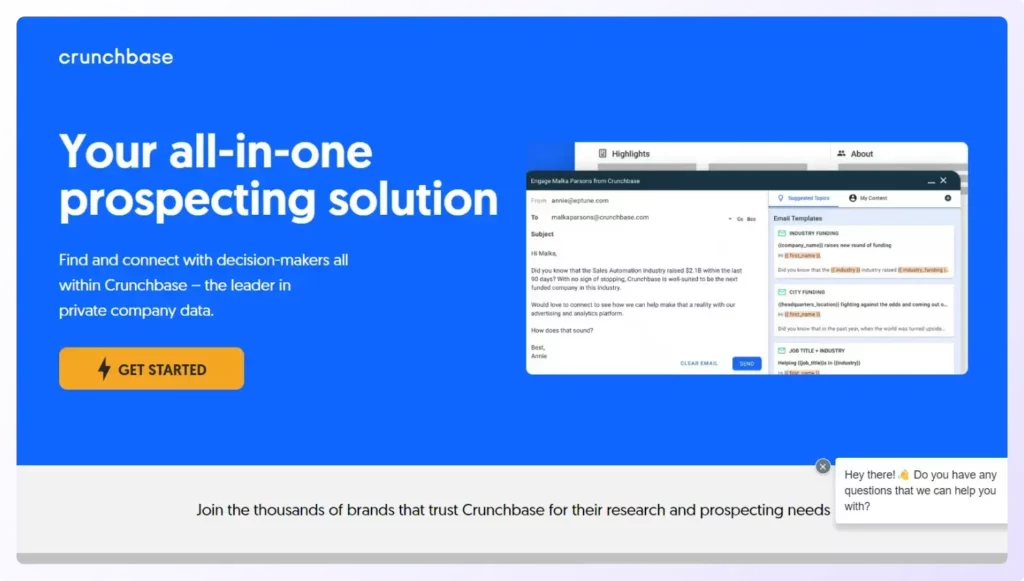 Crunchbase sales prospecting tool