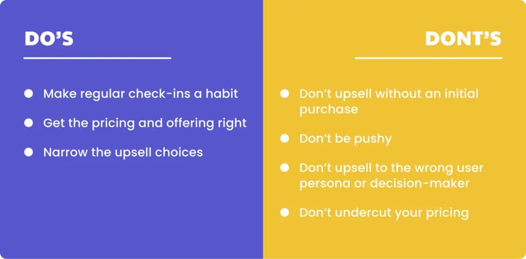 image of dos and donts of upselling