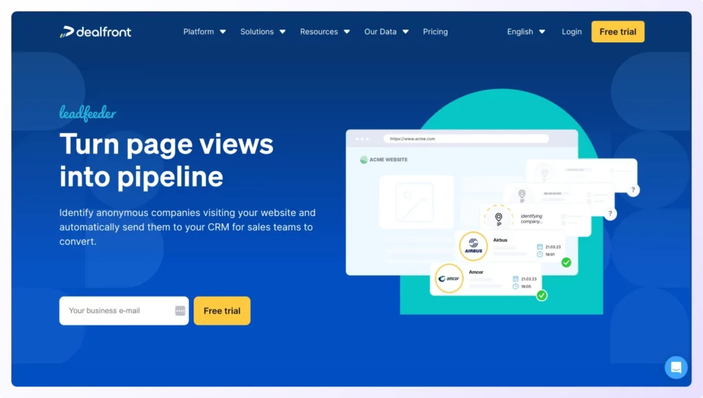 Best data enrichment tool LeadFeeder by Dealfront