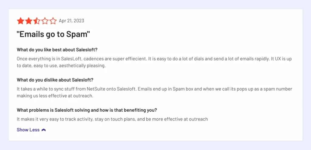 review of salesloft for emails