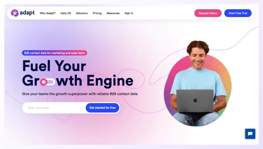 landing page of Adapt.io b2b data provider tool