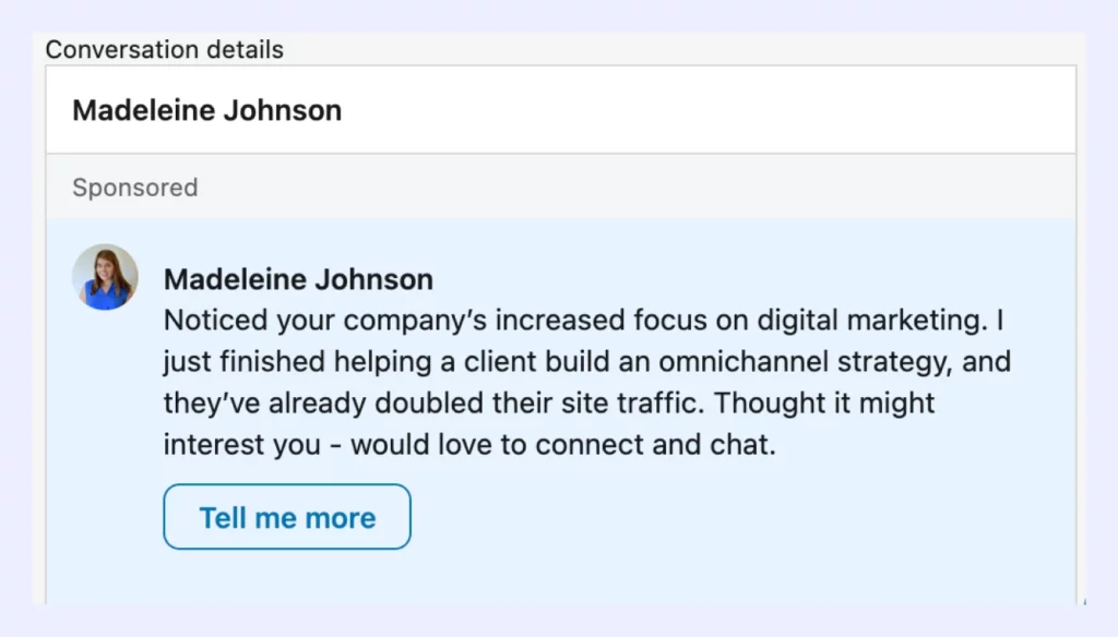 LinkedIn Conversation Example for a Marketing Director