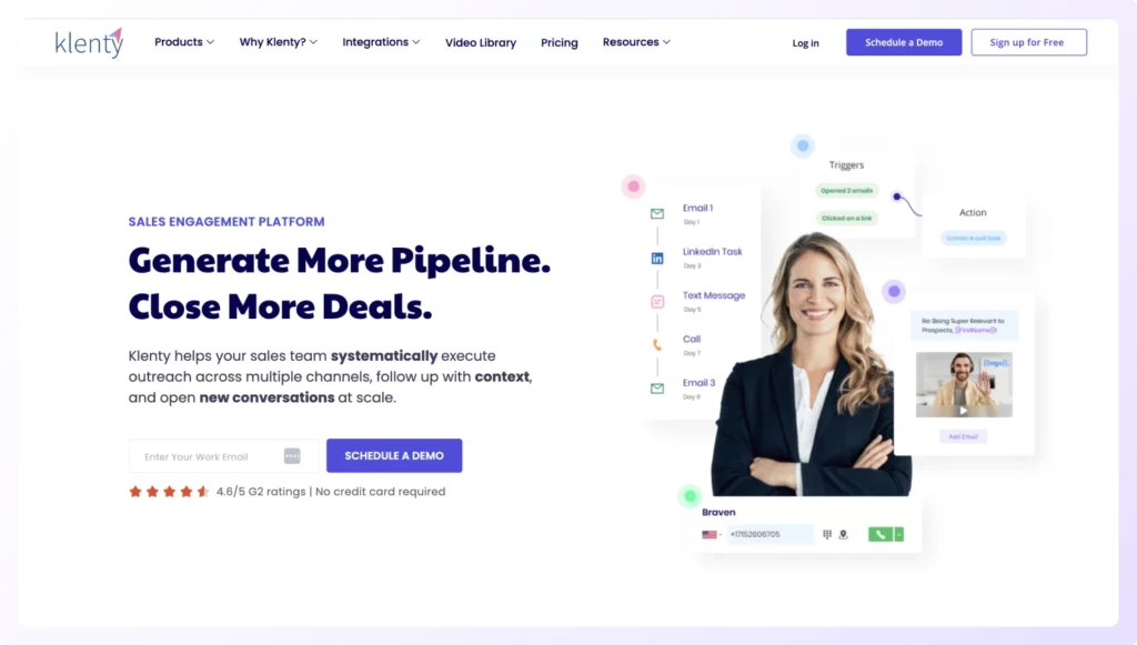 Best sales engagement Platform Klenty  Landing Page