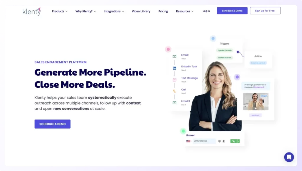 landing page of klenty the best salesloft Alternative