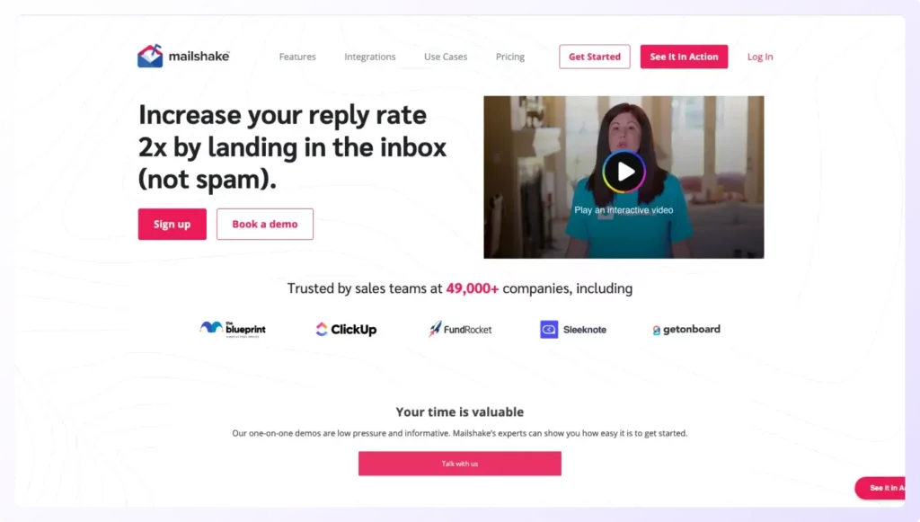 landing page of Mailshake Alternative to Apollo.io