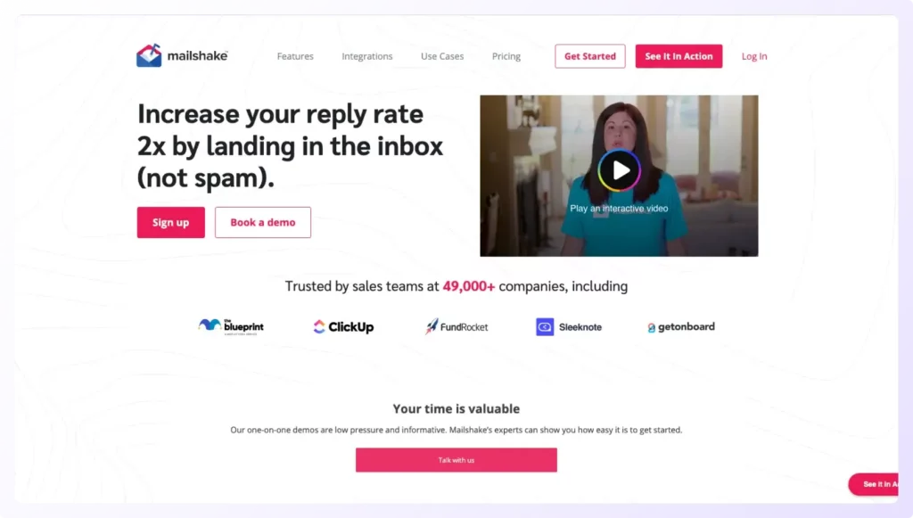 Landing Page of mailshake an alternative to salesloft