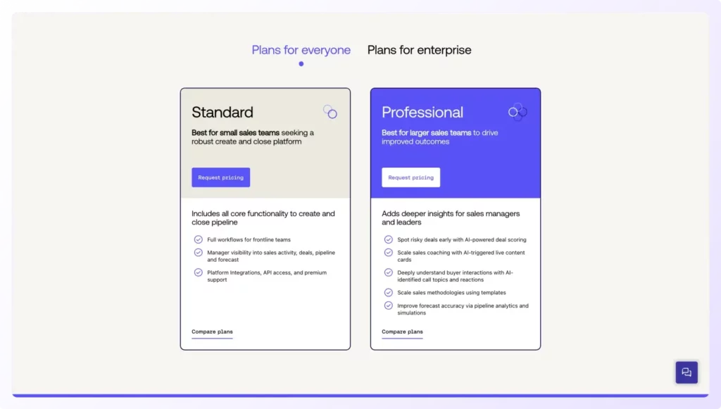 Outreach.io pricing for Standard and Professional plans showing features and comparison