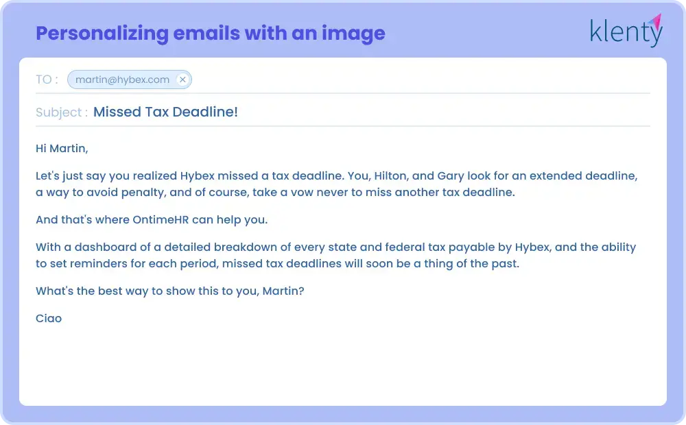 Personalizing sales emails with an image