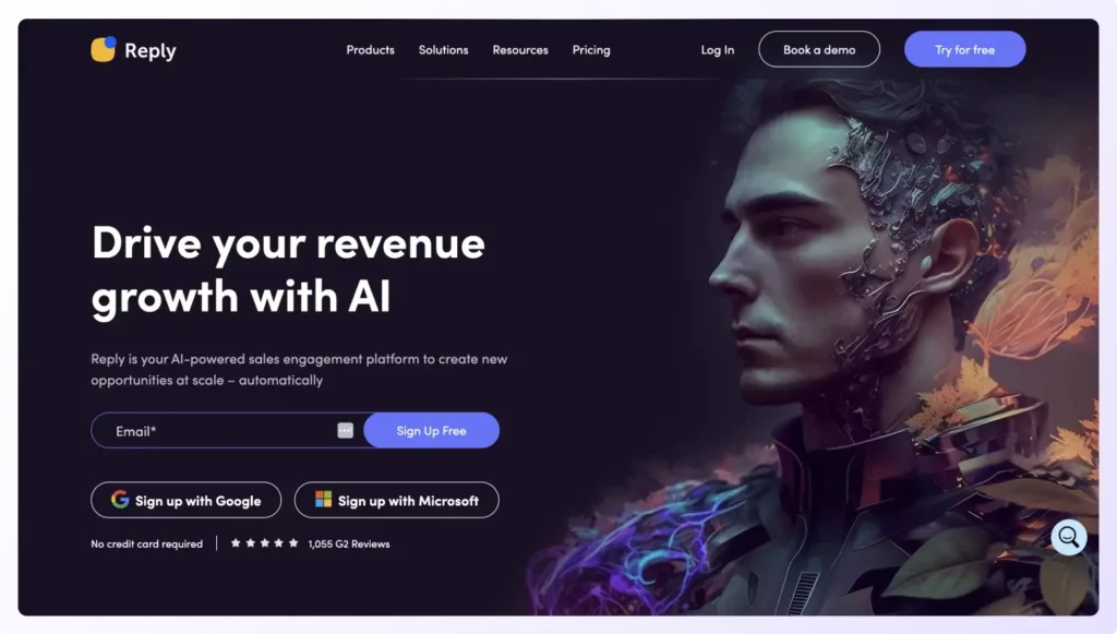 Landing Page of Reply.io An Alternative to Yesware
