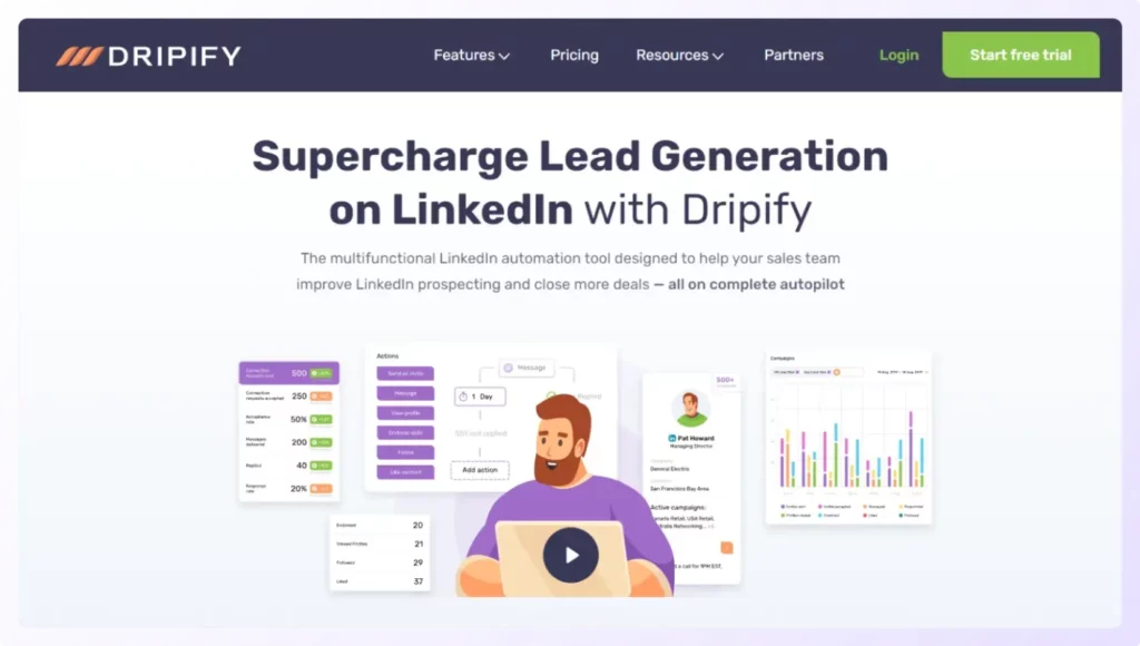 Dripify.io is one of the top email extractor tools landing page