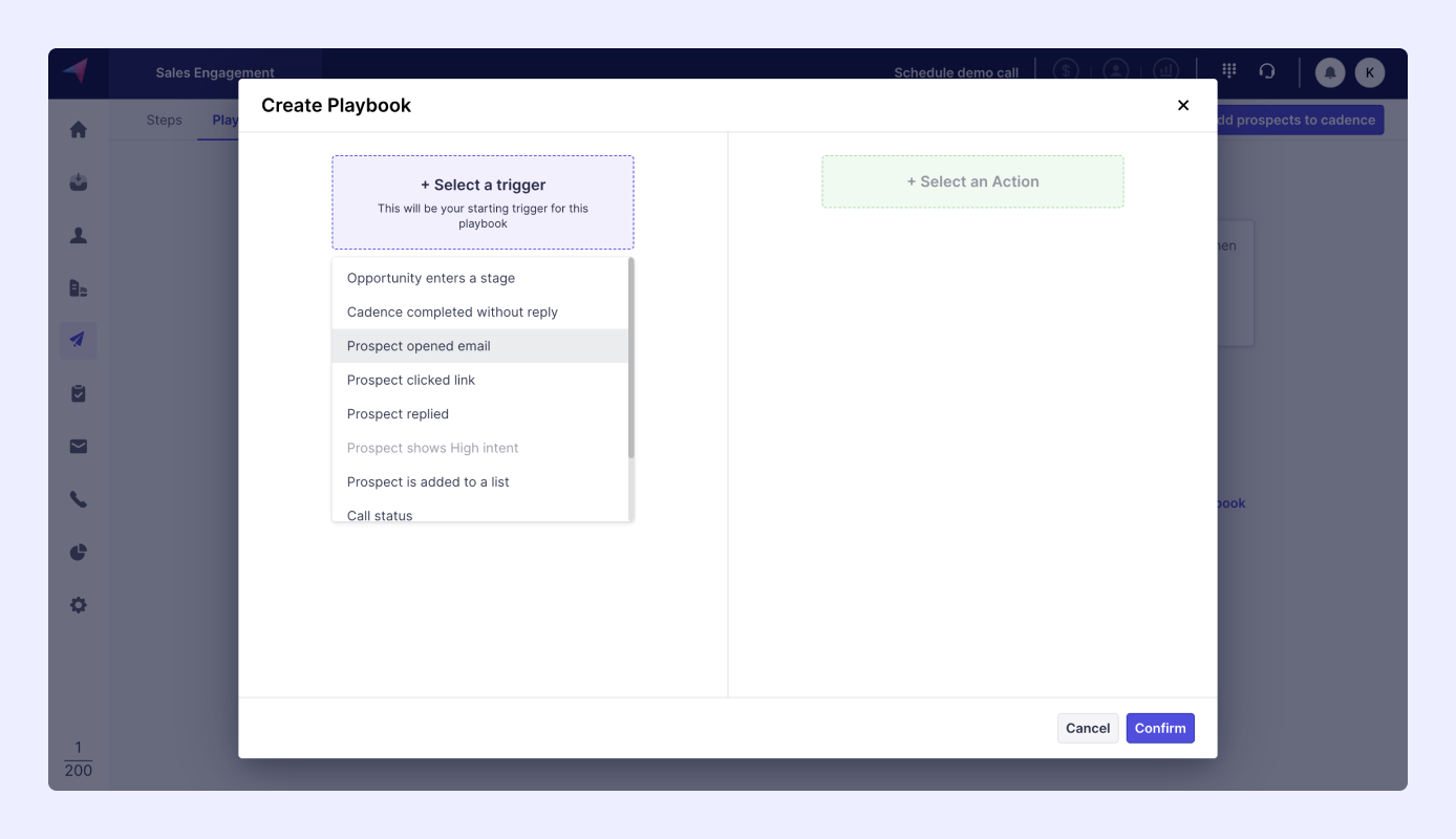 playbook to select triggers for different types of prospects