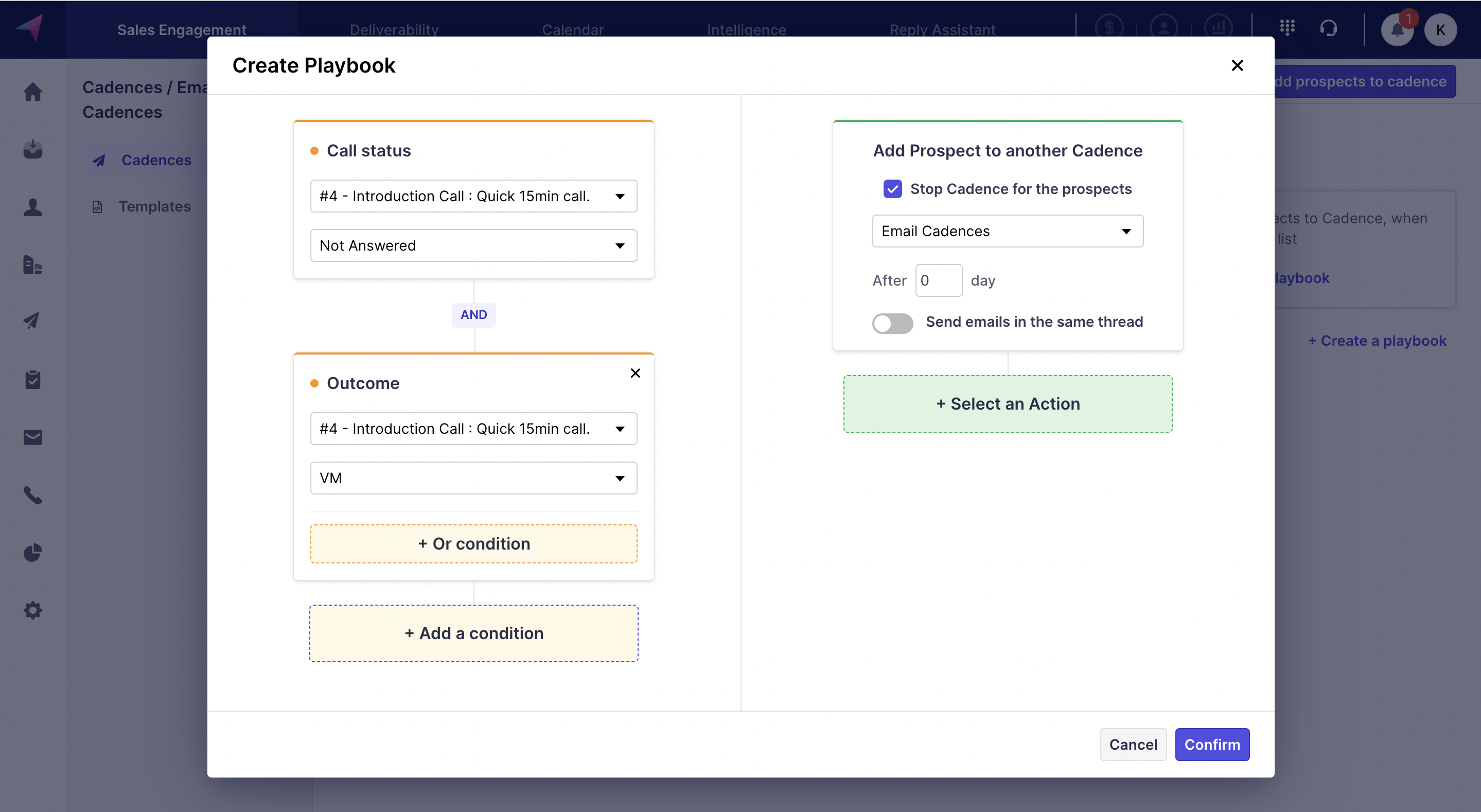 Screenshot of setting up a Playbook to have Email Conversation 