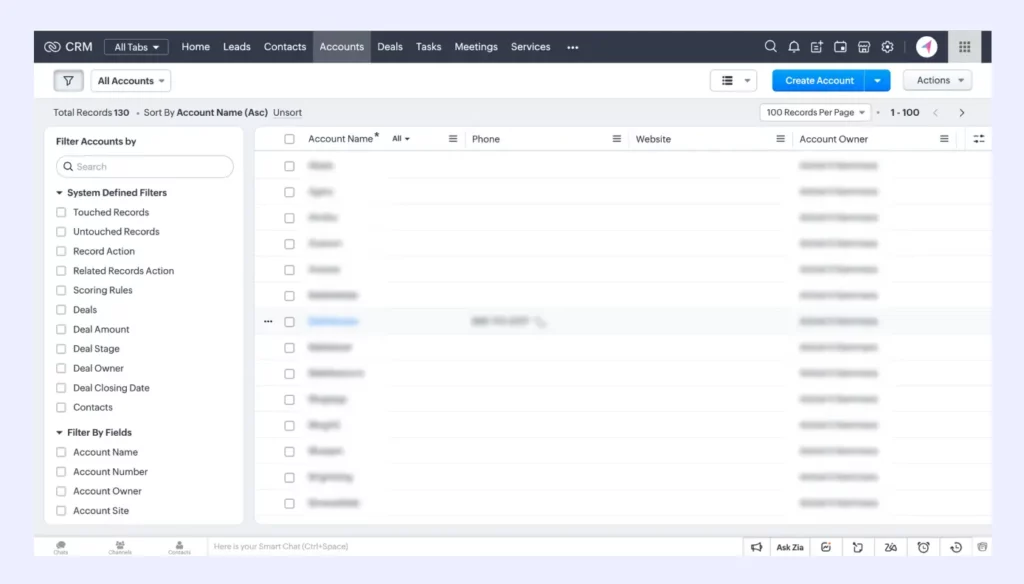Screenshot of Zoho CRM feature of Duplication Check Preference