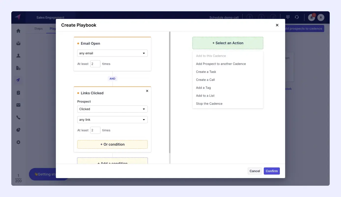 Selecting actions for prospect's playbook