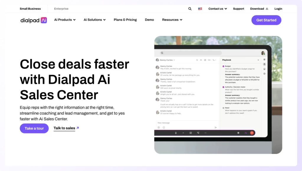 Auto dialer software Dialpad AI sales center's home page