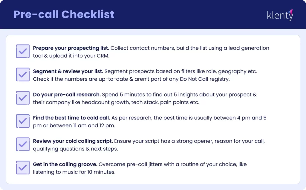 Pre-Call Checklist