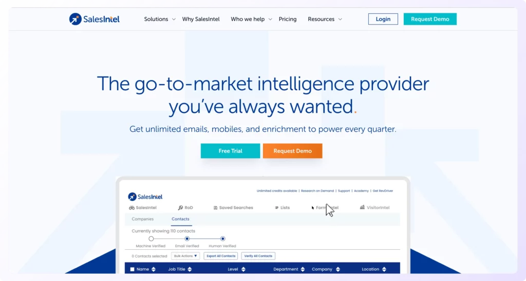 Use SalesIntel B2B platform to buy leads