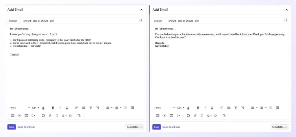 Testing different email body